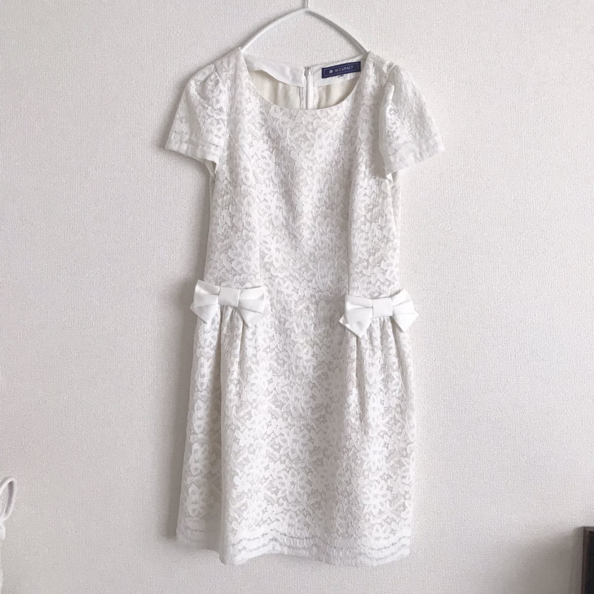 エムズグレイシー 美品　レースフラワーワンピース　38