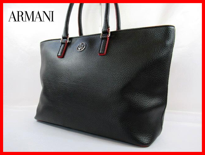 p51 1円 《美品》 ARMANI JEANS アルマーニジーンズ シボ革 トート  
