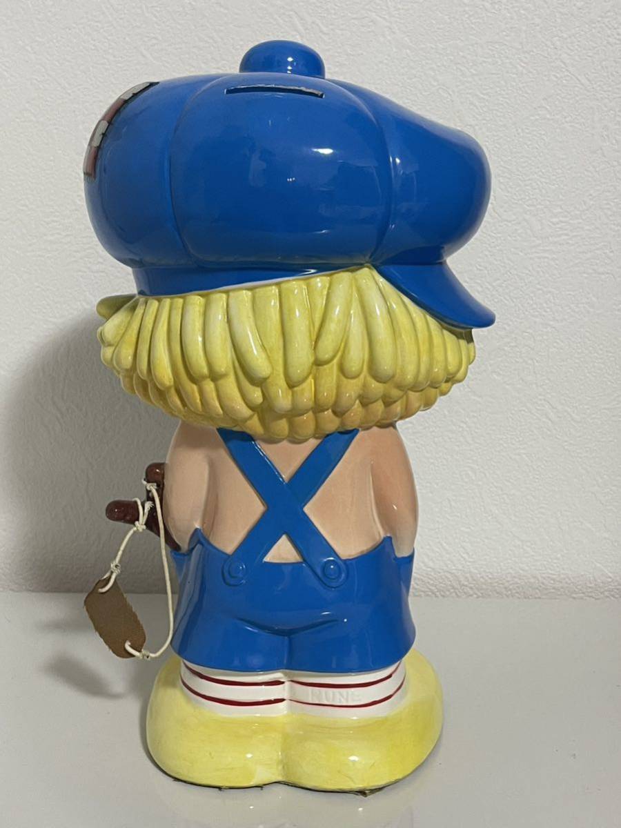 内藤ルネ 陶器製 貯金箱 青い服 男の子 JON パチンコ 昭和レトロ 置物