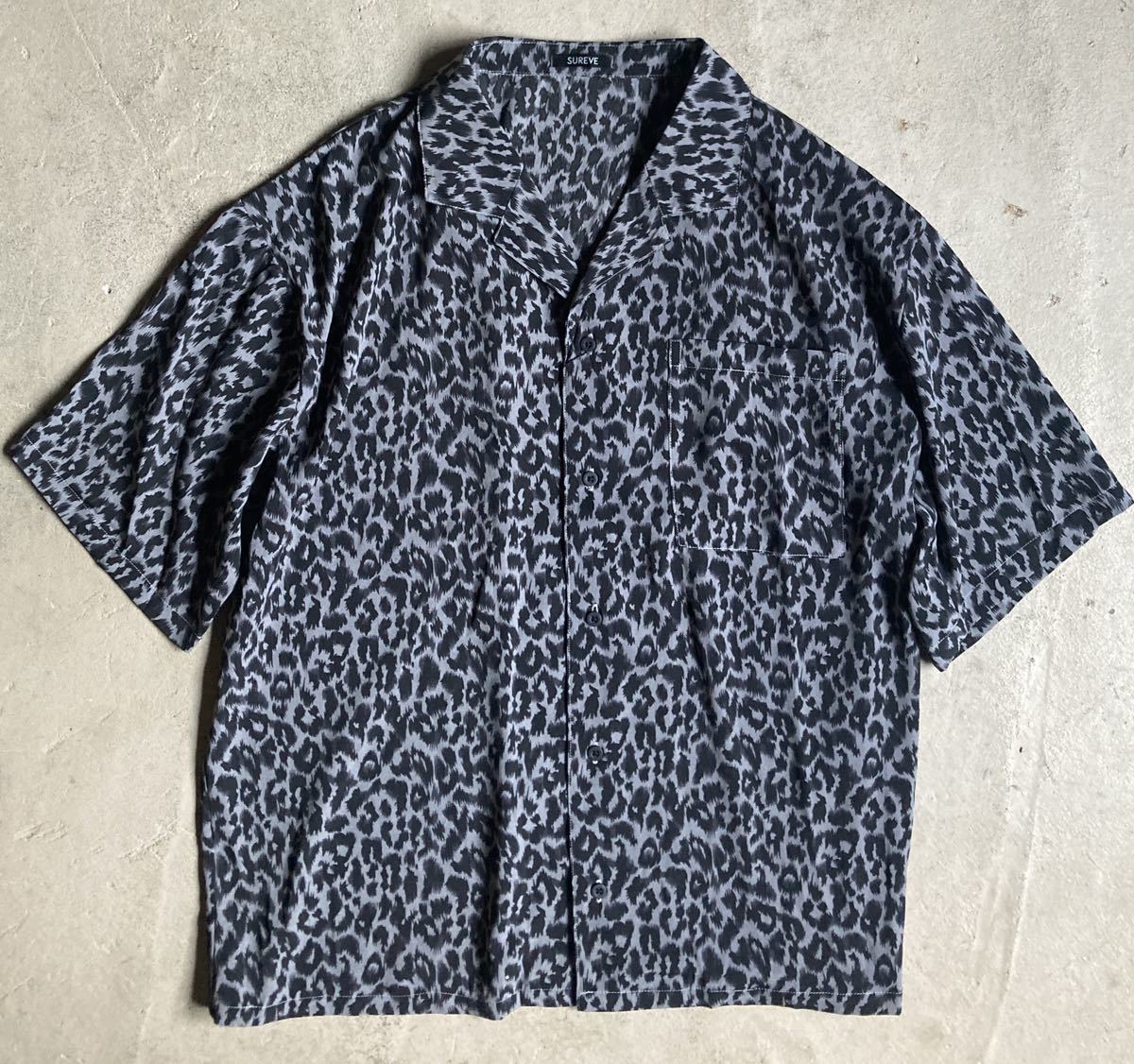 新品 グレーレオパード柄オープンカラー半袖シャツ L 総柄 ワコマリア テンダーロイン ギャングスタービル シュプリーム サンサーフ ルード