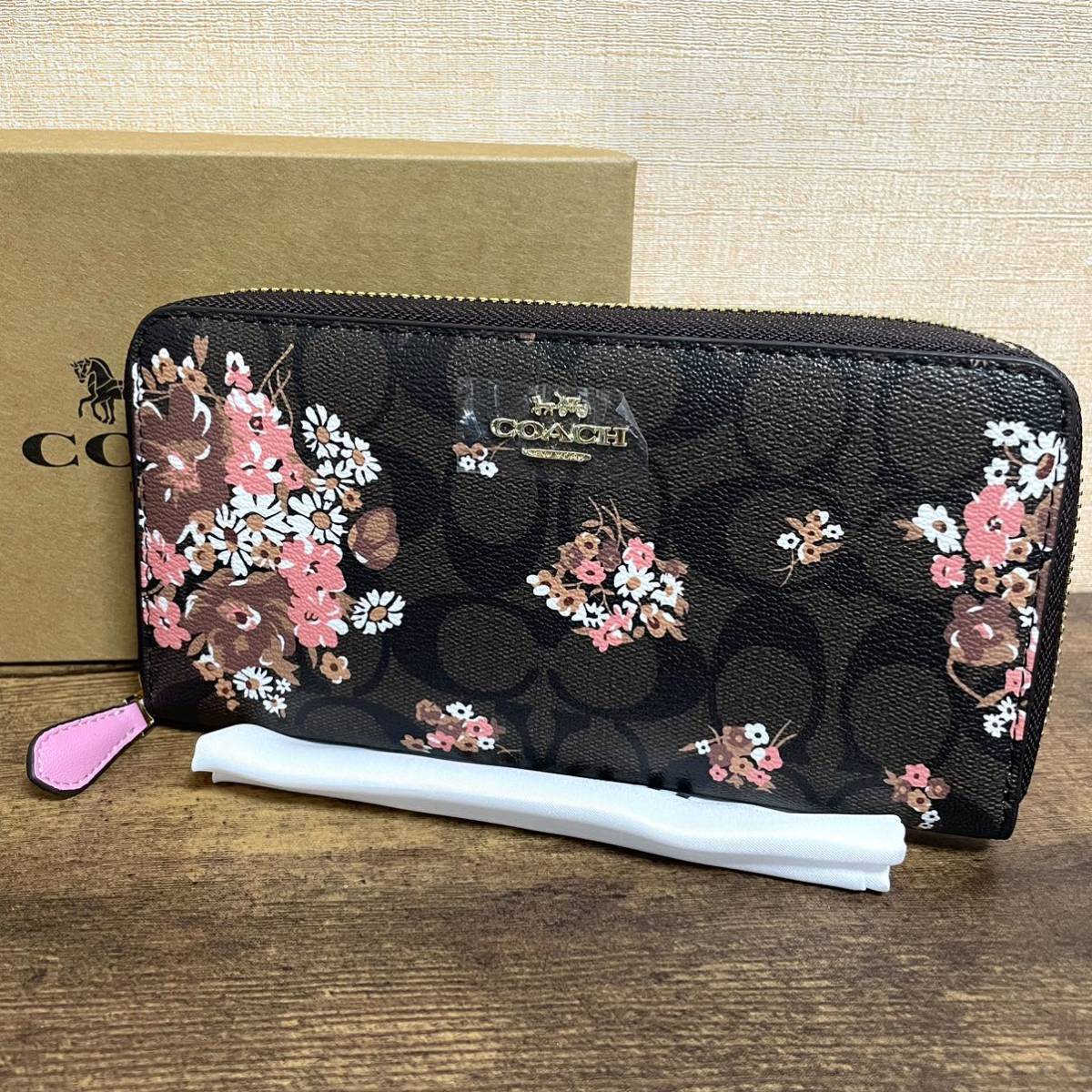 新品 COACH コーチ 長財布 フローラル シグネチャー アウトレット