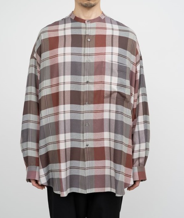 22AW★Graphpaper【グラフペーパー】Viscose Check オーバーサイズ バンドカラーシャツ★パンツ シャツ comoli オーラリー ヤエカ　2 3 4