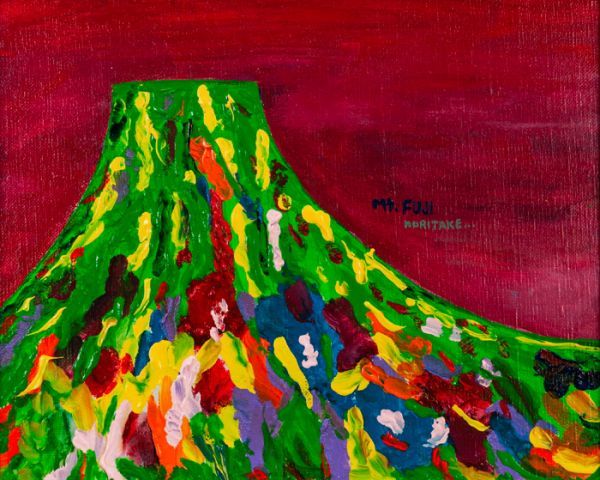 お分かりの方へ！ 作者不明】油彩 肉筆『Mt FUJI』表サイン F3号 額装