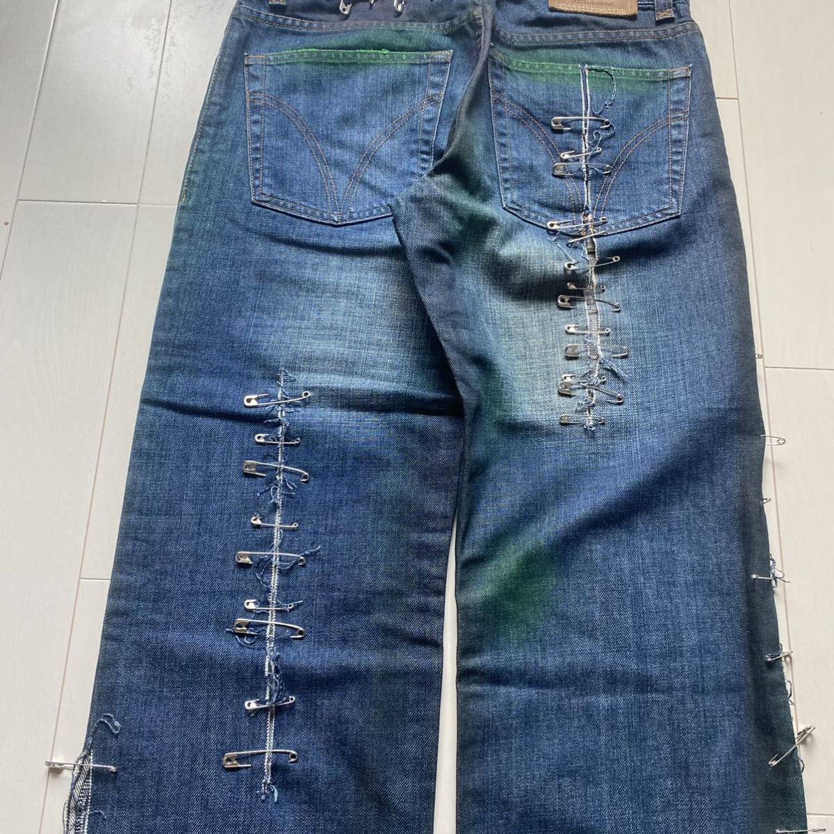 Rare 2001AW DOLCE&GABBANA D&G safety pin vintage processing denim 