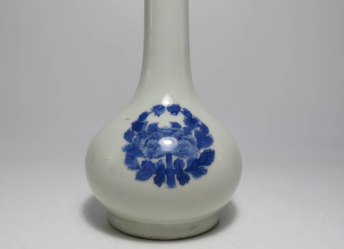中国 花瓶 中国美術 花器 青花 染付 時代物 元 唐 花入 青花象耳
