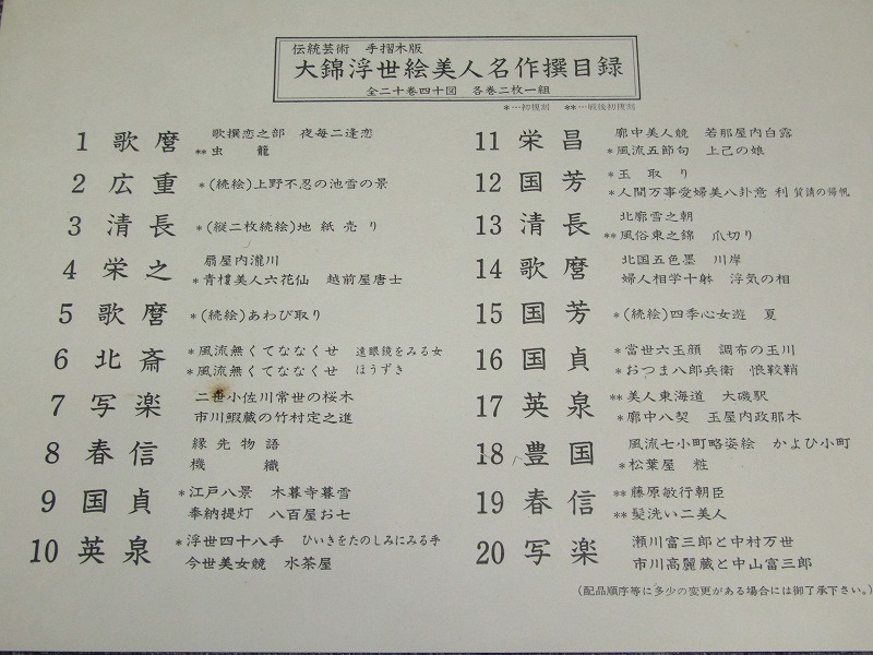 ff25-5724[VOX] 大錦浮世絵美人名作撰 46枚セット 葛飾北斎 喜多川歌麿 東洲斎写楽 国貞 手刷 木版画 復刻版 山田書院 吉田暎二 監修 1円～