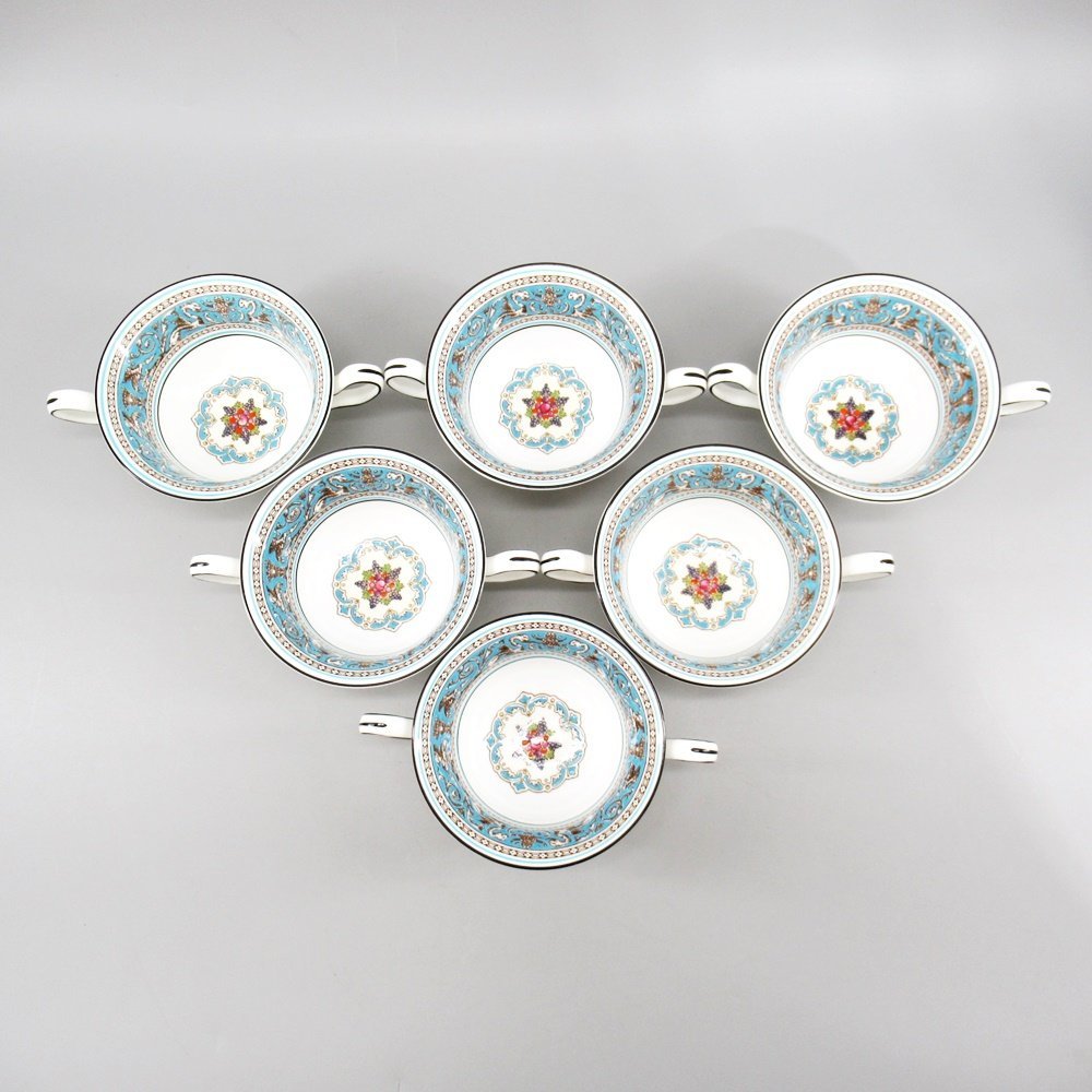 ウェッジウッド フロレンティーン ターコイズ スープ皿 6枚セット USED