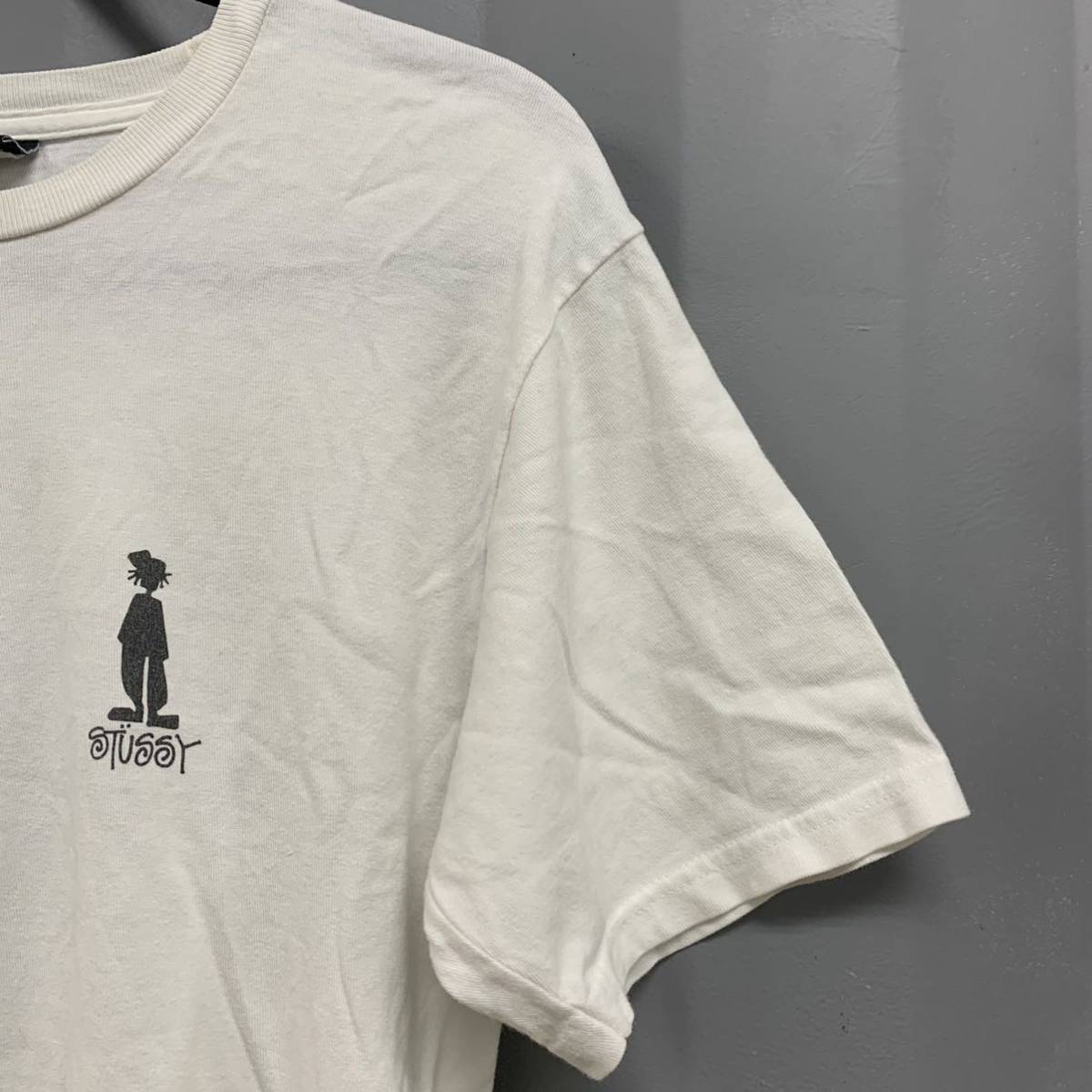 ○ STUSSY ステューシー シャドーマン 半袖 Tシャツ メンズ 白 Sサイズ 