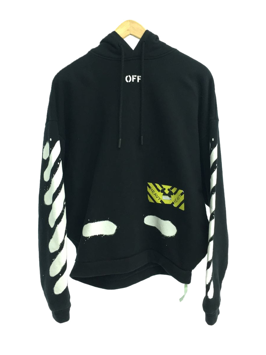 MAIN LABEL OFF WHITE パーカー ペイント L ブラック OFF-WHITE◇スプレーペイントプルオーバーパーカー/XS/コットン/BLK