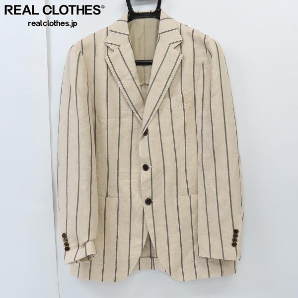 ☆BEAMS f/ビームスエフ リネン ストライプ 3B テーラードジャケット 