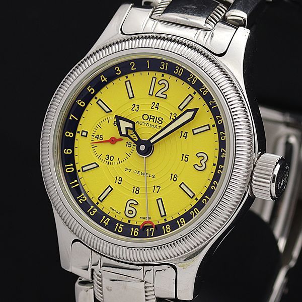 ORIS ビッグクラウンポインターデイト 敷け 自動巻き イエロー