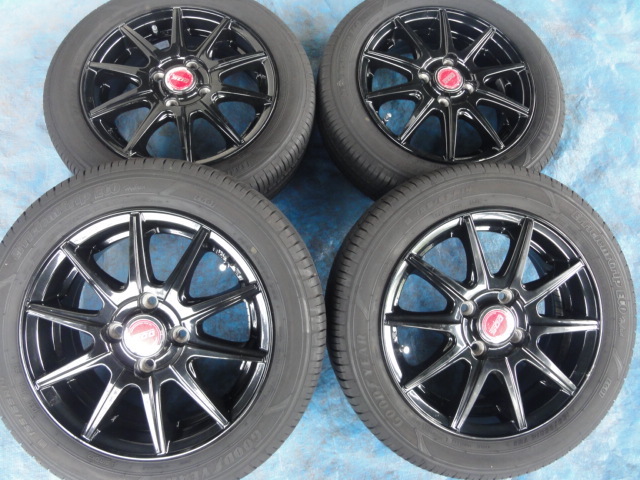 アルミホイール 14インチ4.5J＋45 PCD100 4H 4穴（ 155/65R14) GOODYEAR Efficient Grip Eco 4本セット2021年製