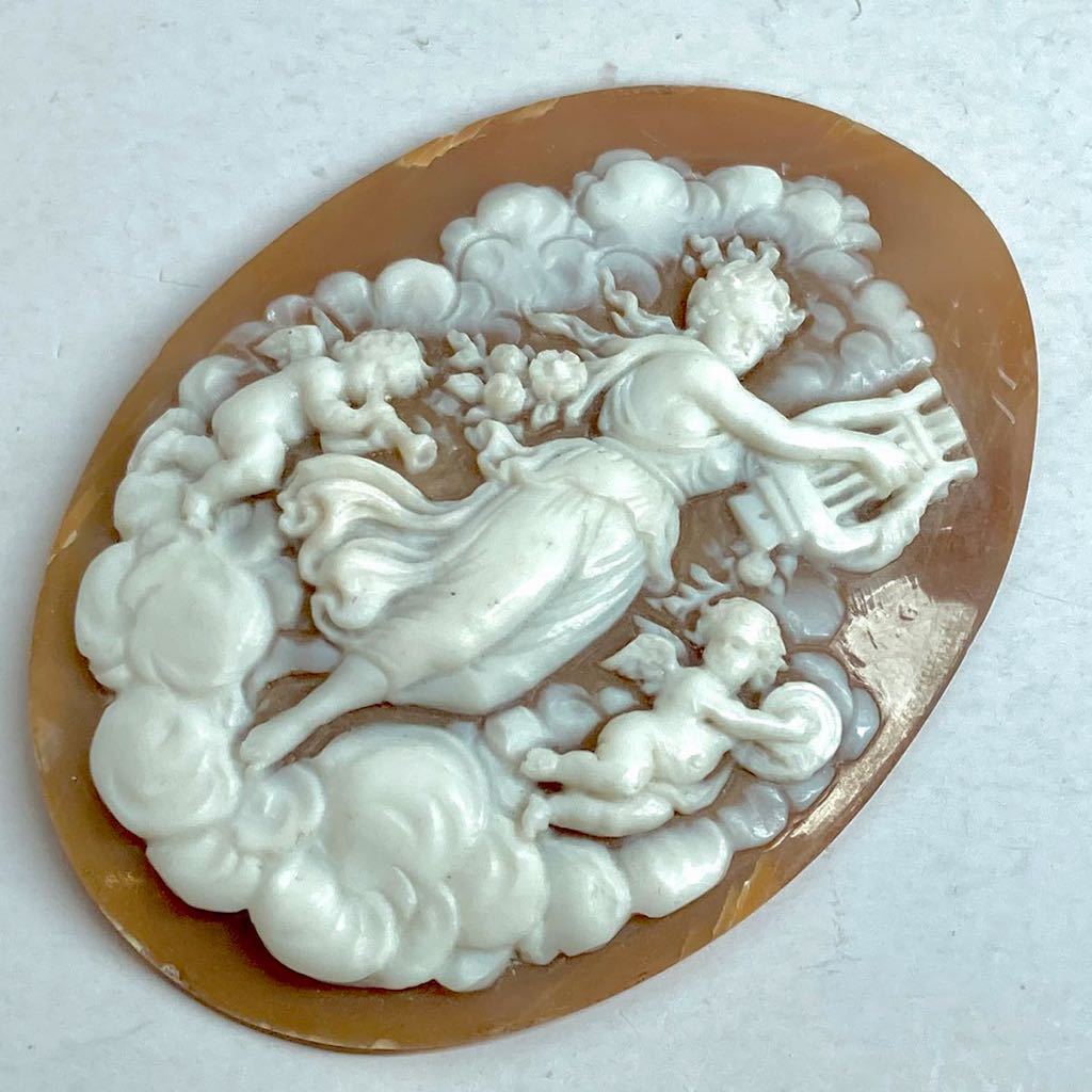 作家品 シェルカメオルース 45ミリ ジュエリー極】作家品サイン有り