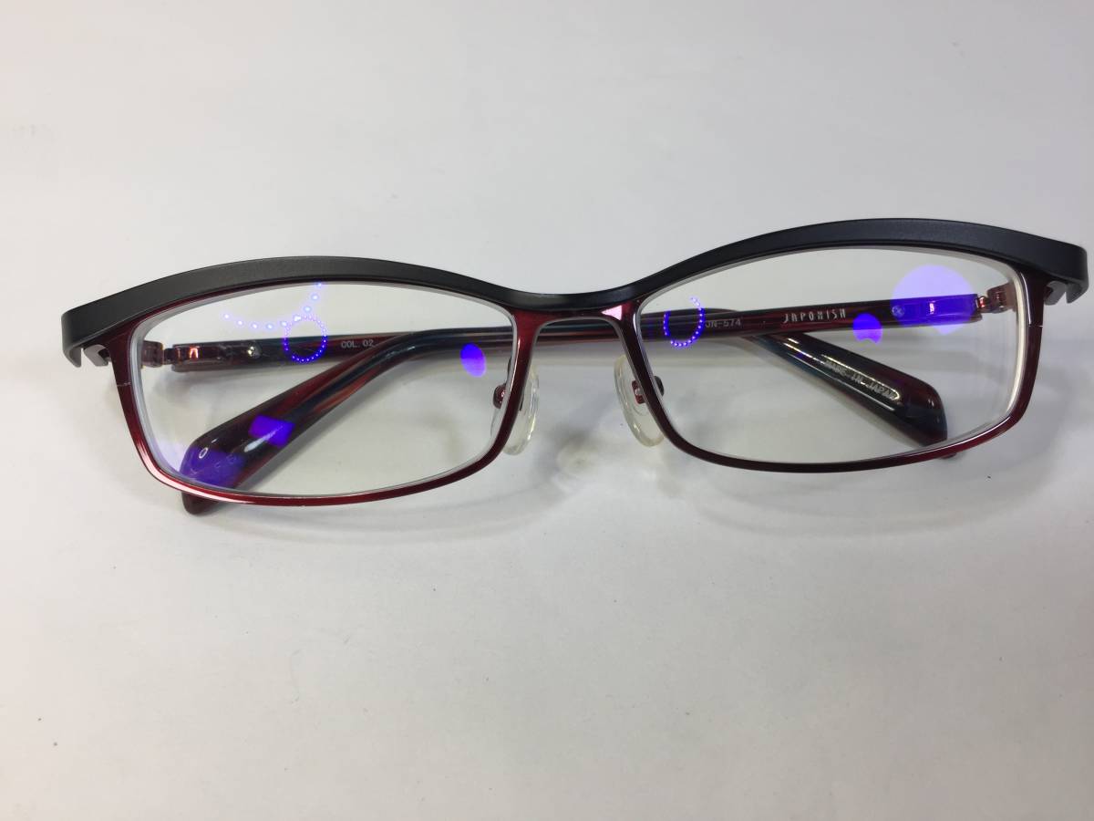【コン無料】希少レア 美品 JAPONISM ジャポニズム サングラス 眼鏡フレーム JN-574 Mat Black/Red βチタン メガネ 度入り[c1093]