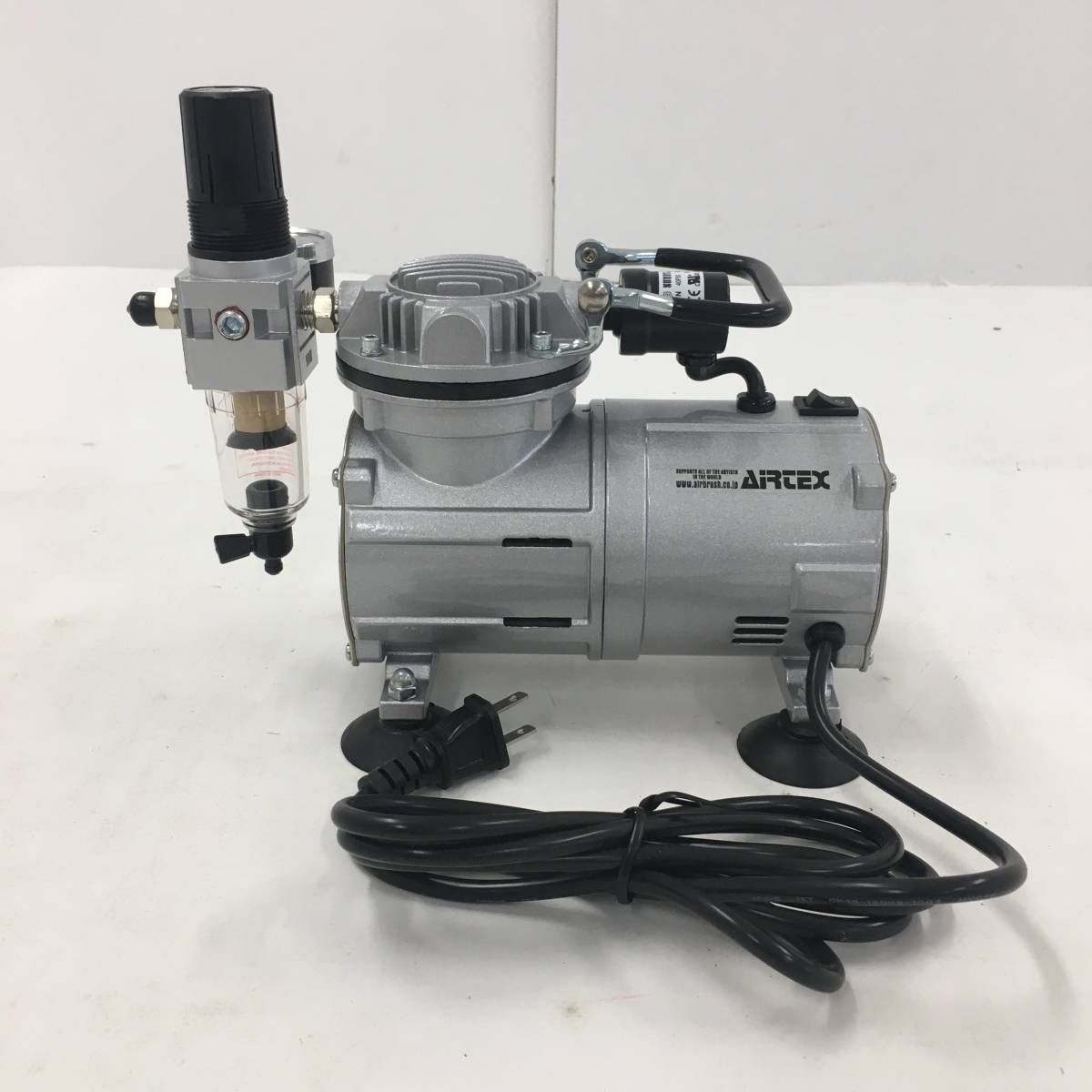 【1円～】AIRTEX コンプレッサー APC001R2 ホビー用ツール+エアブラシ MJ-724 セット売り【中古品】