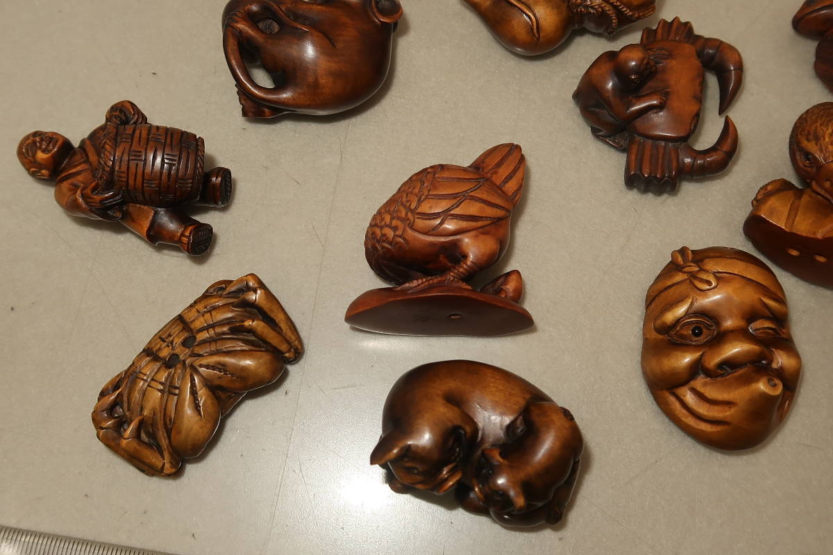 △▽木製 根付 在銘 作者あり含む いろいろまとめて△▽