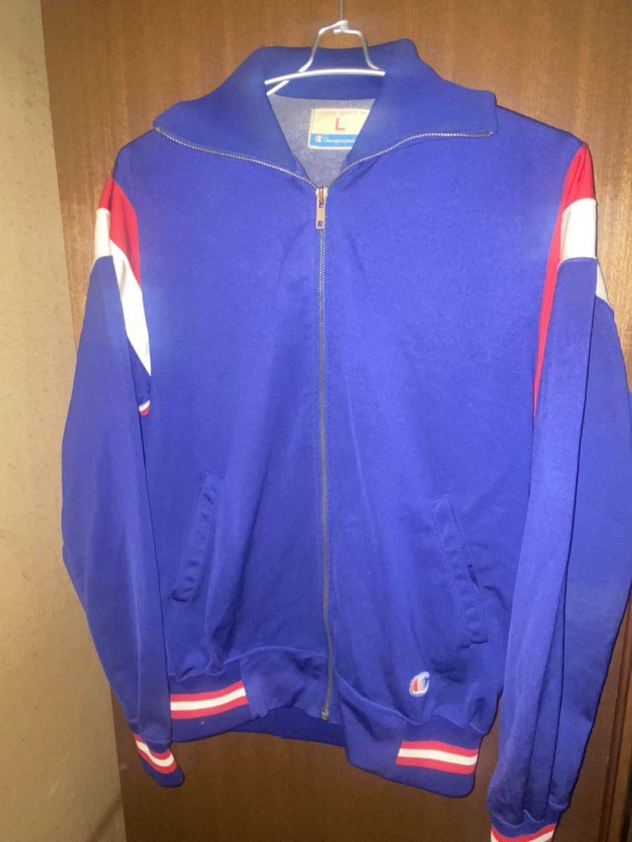 ビンテージ チャンピオン　ジャージ トラックジャケット バータグ　青　Ｌ