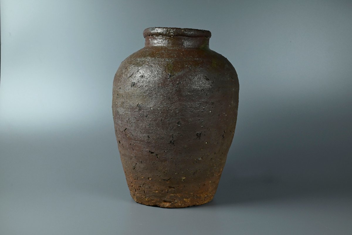 古備前波状紋3耳壷(桃山時代) 時代物 古備前? 壷 波状紋