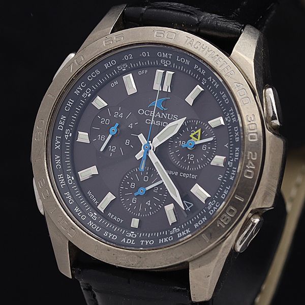 【超美品 稼働品 】カシオ オシアナス チタンソーラー電波OCW-600TDJ 1円 稼働 良品 カシオ 電波ソーラー OCW-600 オシアナス チタン 黒文字