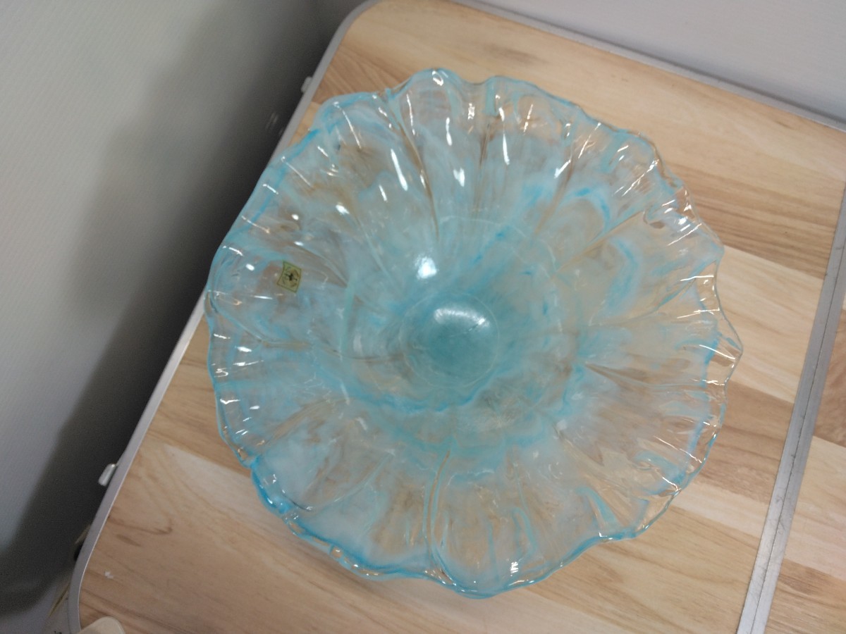 当時物 IWATA GLASS イワタグラス 岩田硝子 マーブルガラス 菓子器 