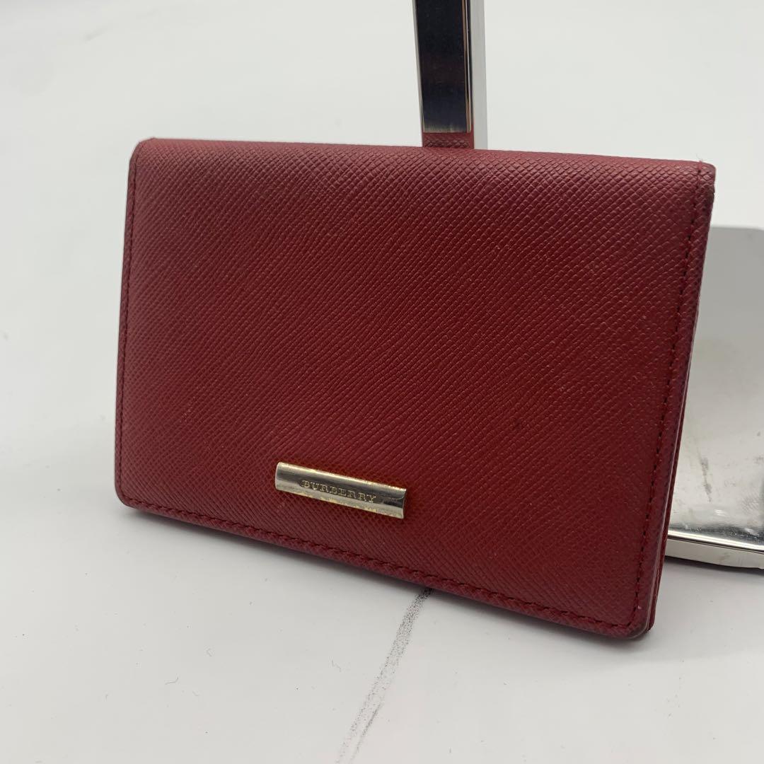 バーバリー カードケース ノバチェック サフィアーノレザー 赤 レッド