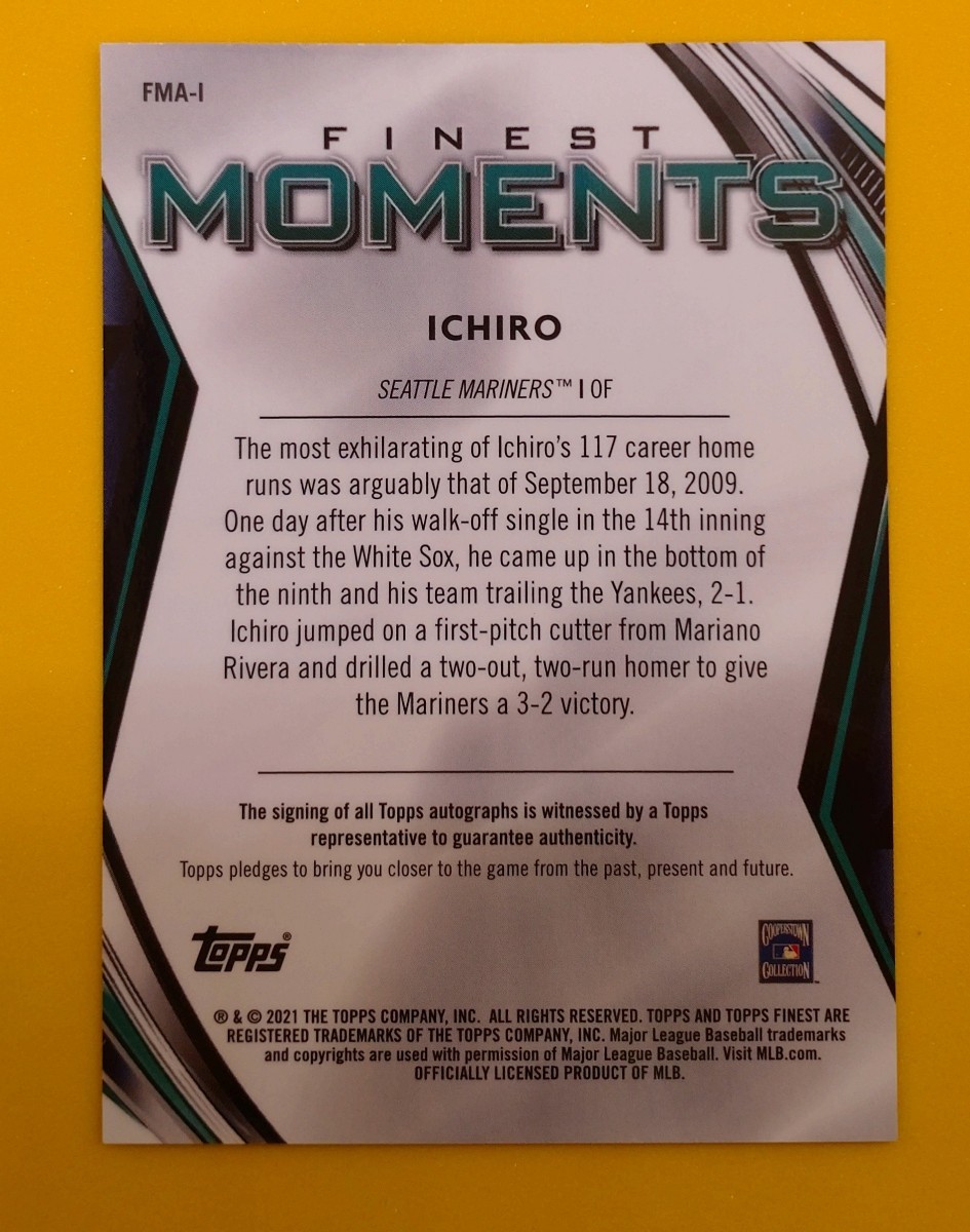 ICHIRO / Topps finest 2021 FINEST MOMENTS AUTOGRAPHS Gold