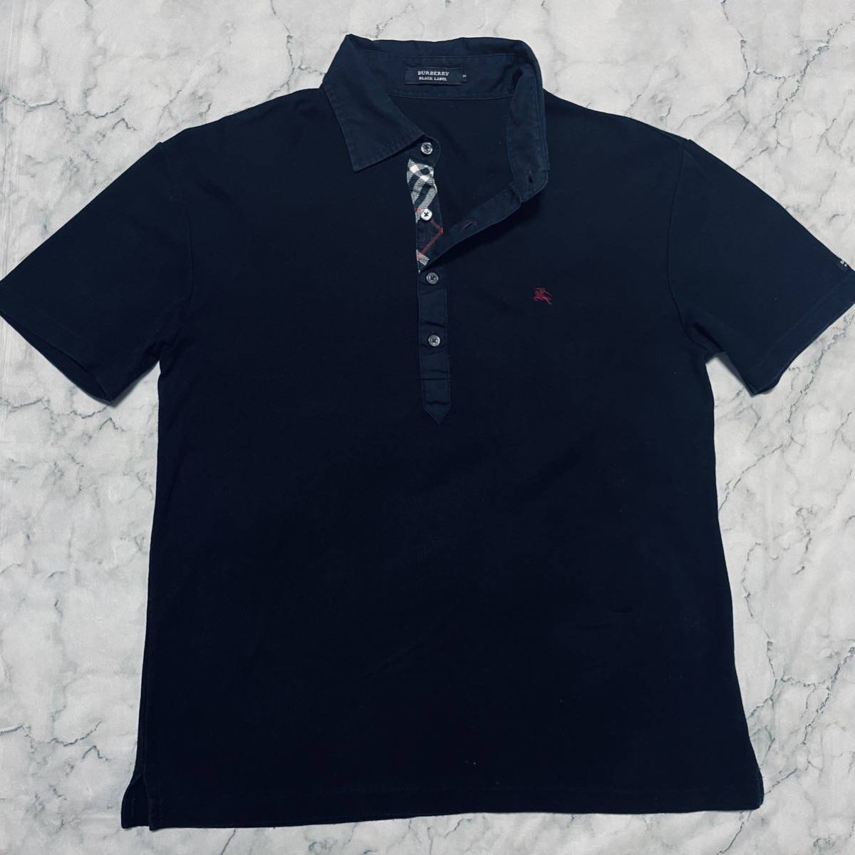 バーバリーブラックレーベル BURBERRY BLACK LABEL 半袖 ポロシャツ 黒