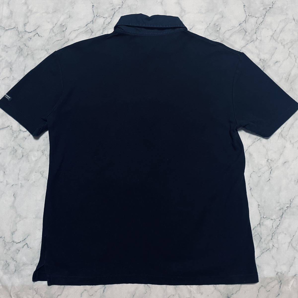 美品 バーバリーブラックレーベル 袖チェック ストレッチ 半袖ポロシャツ 紺M BURBERRY BLACK LABEL - BURBERRY バーバリー ブラックレーベル メンズ