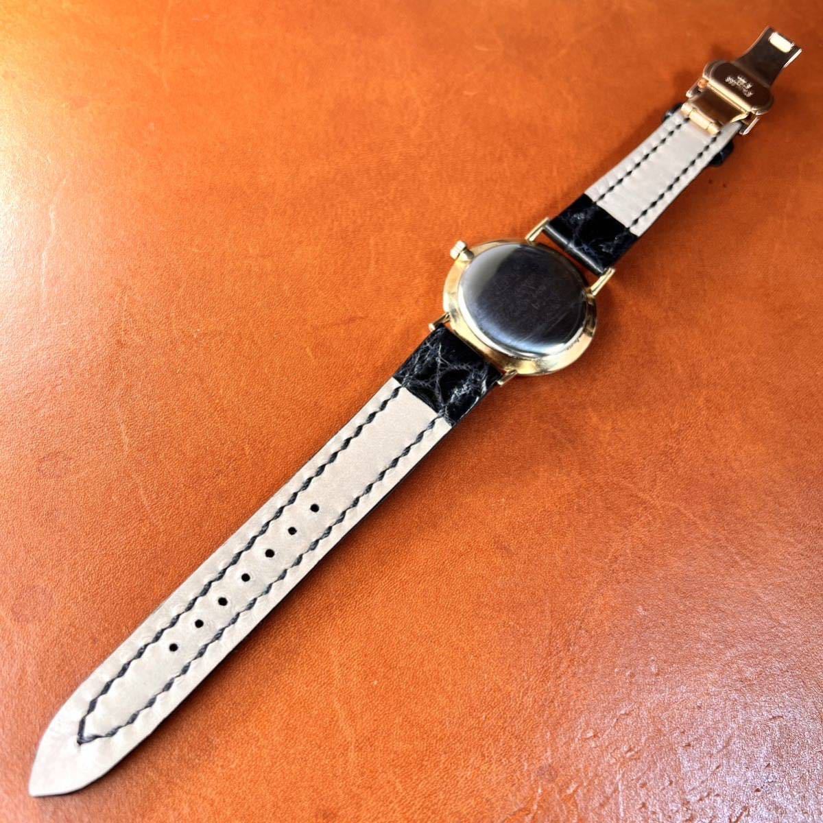 OH済! 極上美品! CITIZEN Deluxe クロコダイル本革 手縫いベルト D 