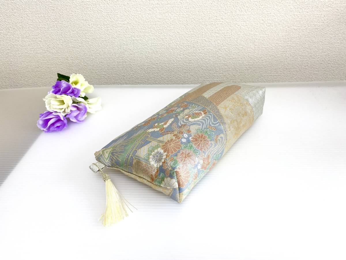 大人可愛いポーチ正絹帯リメイクポーチ化粧ポーチ【大きめ】ハンドメイド送料無料パスポート入れ通帳入れマルチポーチコスメポーチNO.1451_5