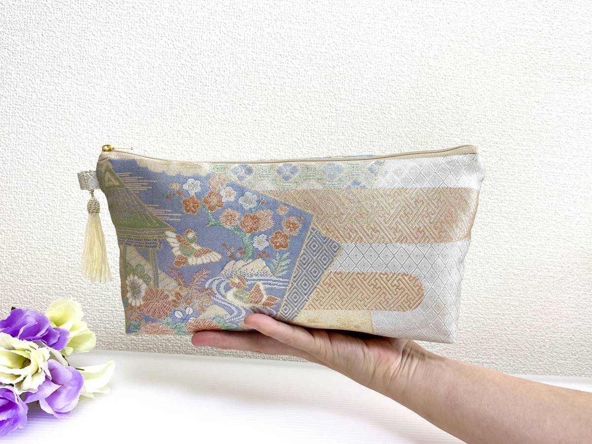 大人可愛いポーチ正絹帯リメイクポーチ化粧ポーチ【大きめ】ハンドメイド送料無料パスポート入れ通帳入れマルチポーチコスメポーチNO.1451_8