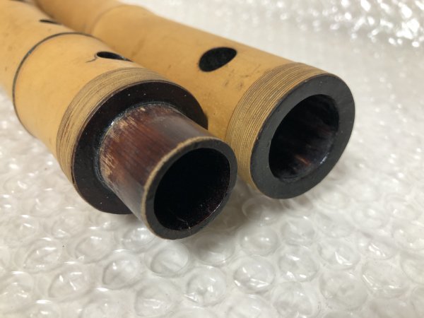 銘なし 】 尺八 一尺八寸 約54.5㎝ 中継藤巻 □ 和楽器 竹細工 銘なし