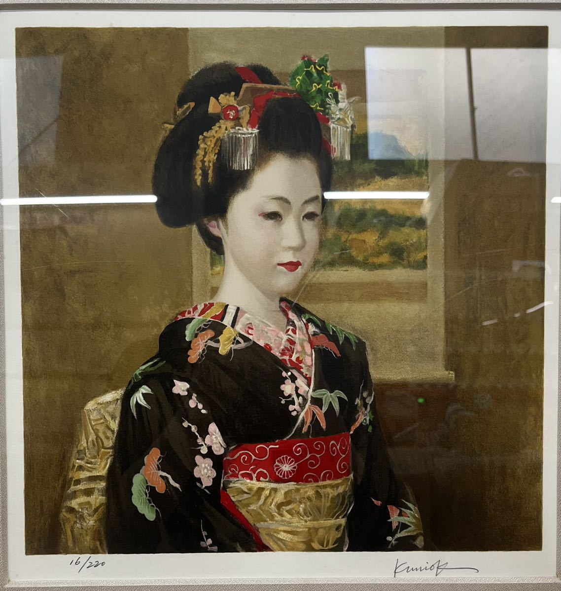 小松崎邦雄 リトグラフ 稲穂の舞子・人形二人 計2点 発行証 専用紙箱