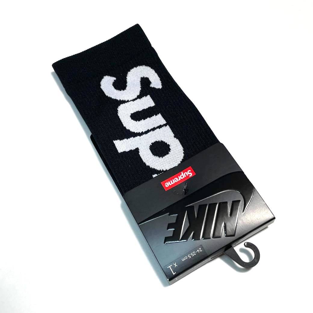 【送料無料】Supreme シュプリーム CU9069-010 x Nike ナイキ Lightweight Crew Socks Black ソックス 靴下 24-25.5cm 2021SS #B3417