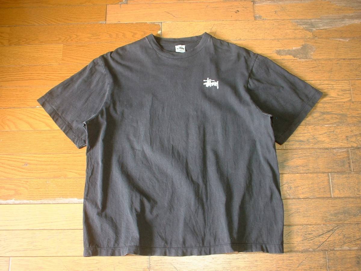 USA製90sビンテージOLD STUSSY希少デザインTシャツXL黒ブラック正規