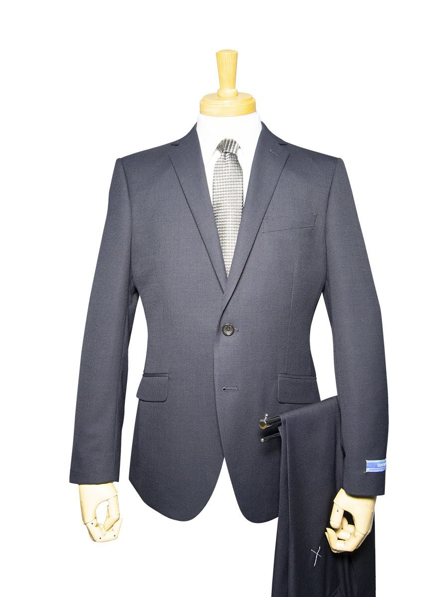 12105-21-BE8 秋冬 洗える スーツ 2ツボタン ノータック スリム ウール混 紺 ネイビー 織無地 メンズ ビジネス