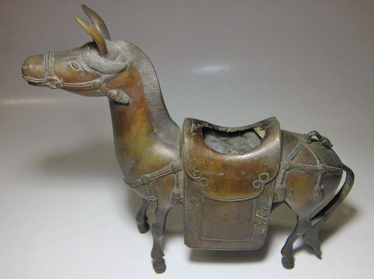☆旧家蔵出し品!! 清代//中国古玩 唐銅錺馬乗仙人香炉 古銅香爐 宣徳銅 