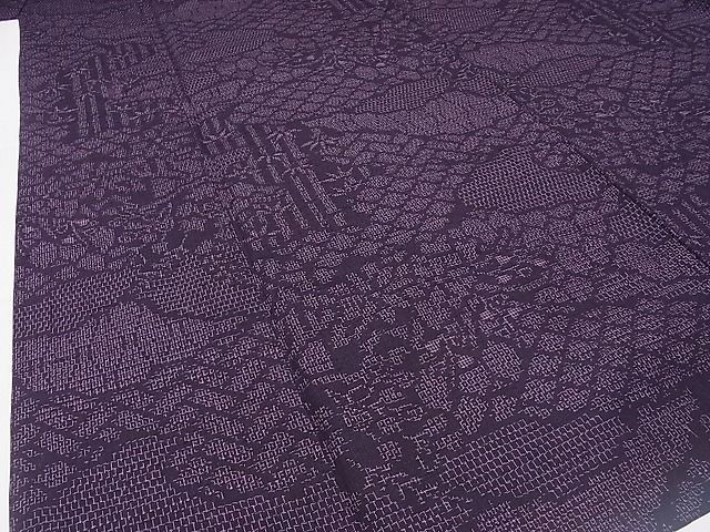 新品 未使用 単衣 胴抜き 本場結城紬 亀甲100 格子東京青山ゑり華 証紙