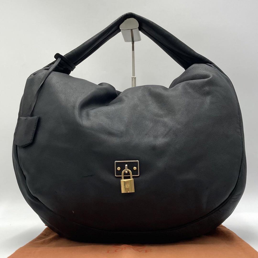 極上品○LOEWE ロエベ カリエ ハンドバッグ ナッパレザー ブラック 黒 