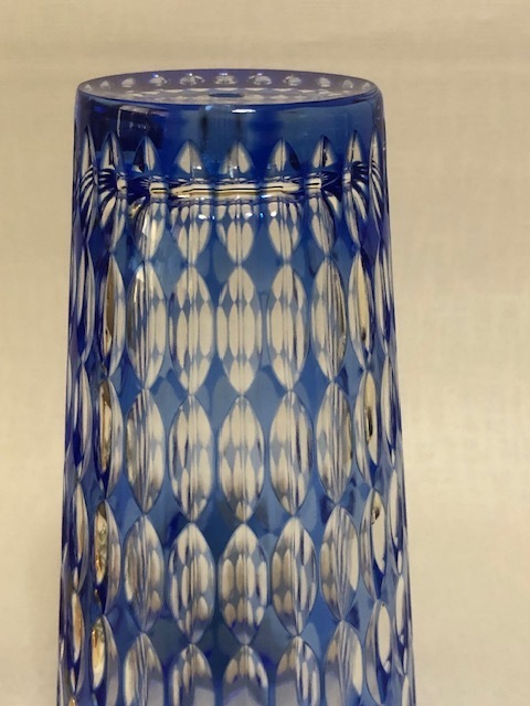 切子ガラス HOYA スタンドランプ 青色被せ クリスタル CRYSTAL ◎HOYA