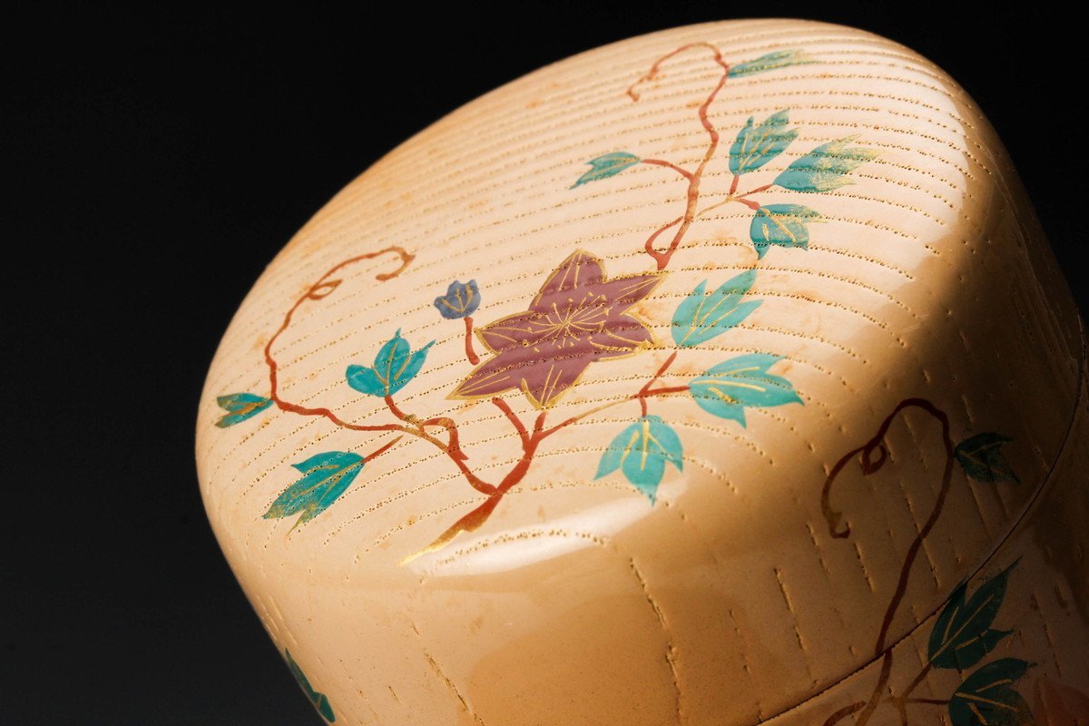 坂田峰俊 鉄線蒔絵欅白中棗 共箱 茶道具 本物保証 茶道具 共箱 Yahoo!オークション 蓋裏 黒 :