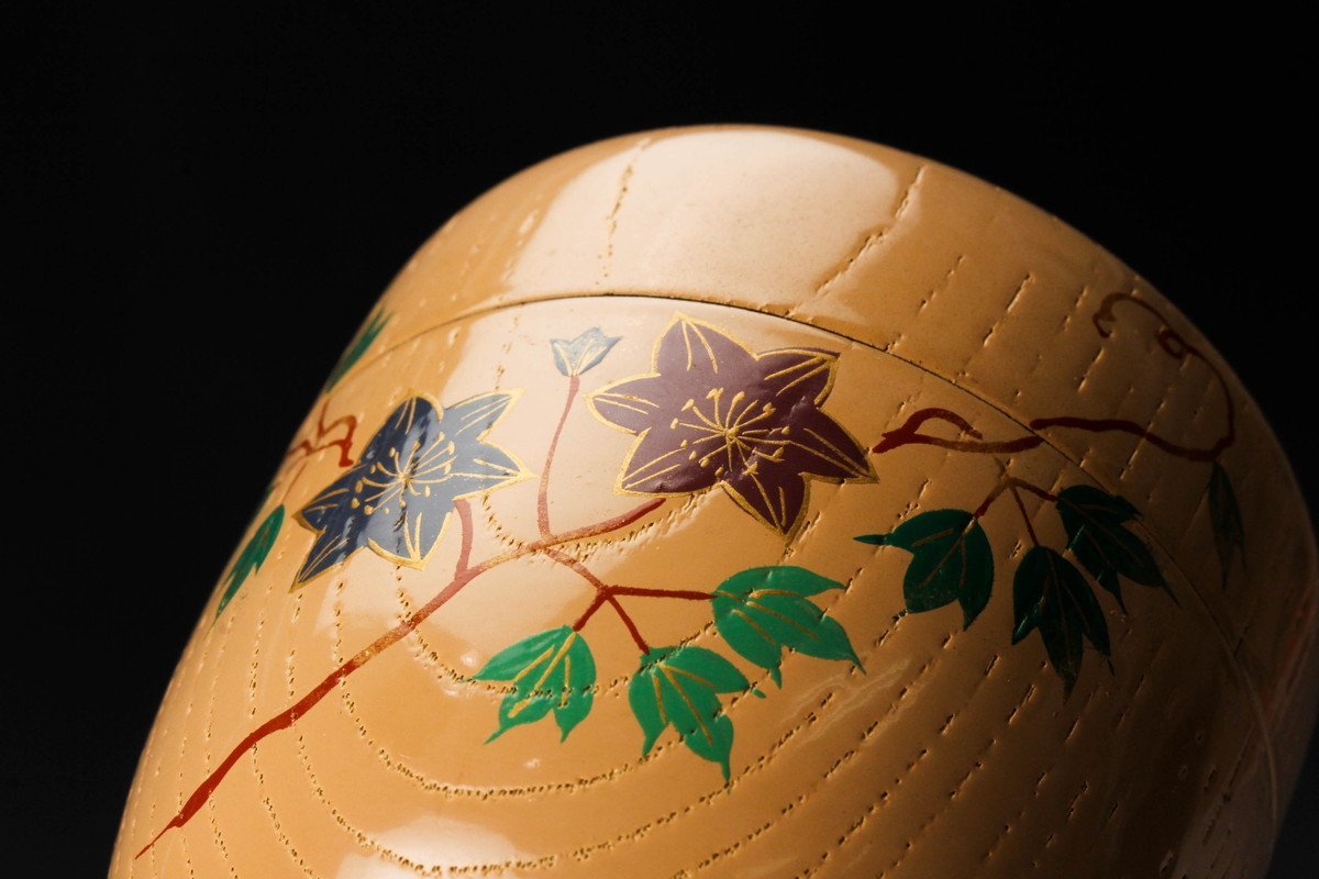 坂田峰俊 鉄線蒔絵欅白中棗 共箱 茶道具 本物保証 茶道具 共箱 Yahoo!オークション 蓋裏 黒 :