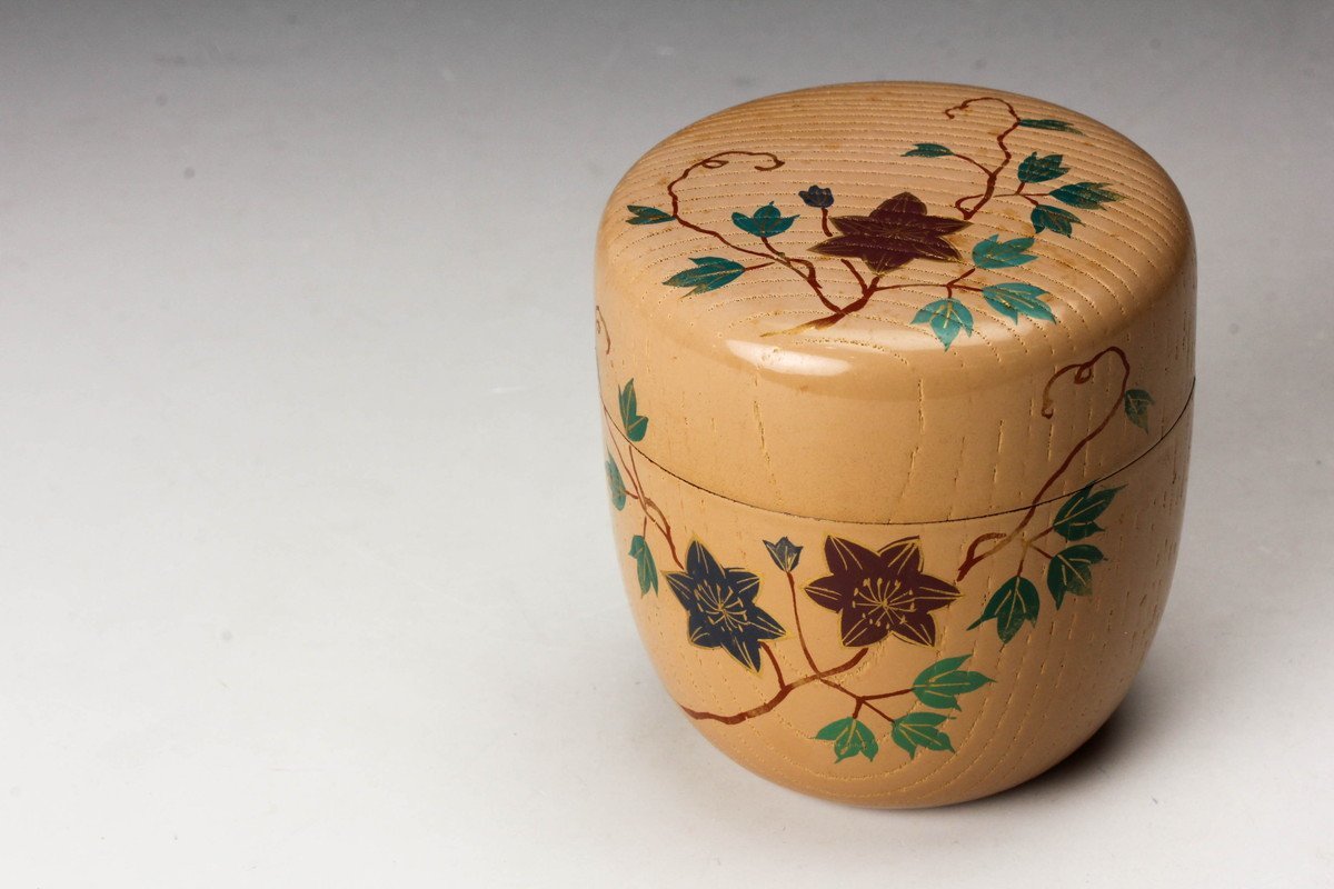 坂田峰俊 鉄線蒔絵欅白中棗 共箱 茶道具 本物保証 茶道具 共箱 Yahoo!オークション 蓋裏 黒 :