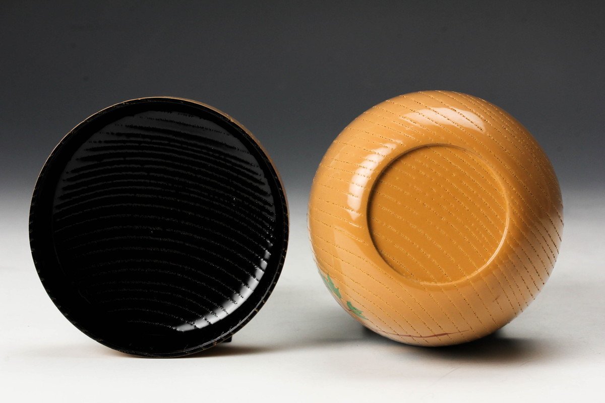 坂田峰俊 鉄線蒔絵欅白中棗 共箱 茶道具 本物保証 茶道具 共箱 Yahoo!オークション 蓋裏 黒 :