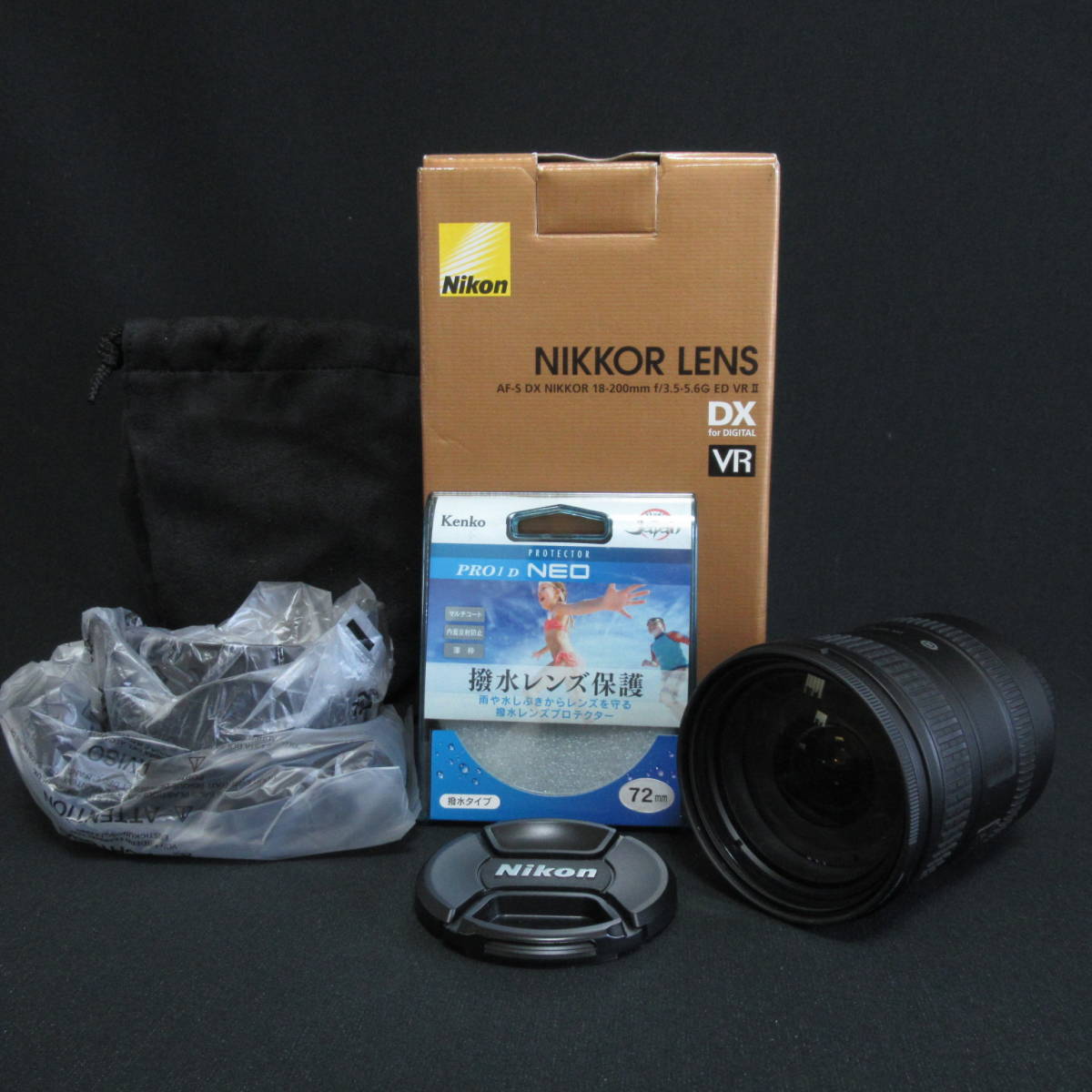 【横浜/2035811】hh　Nikon NIKKKORLENS　18-200㎜　撥水レンズ保護　箱　袋付き　動作未確認 80サイズ発送同梱不可