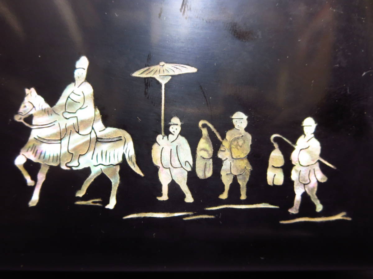 朝鮮特産 韓国『螺鈿漆器』 2種類 時代漆器「京城本町・海市商会