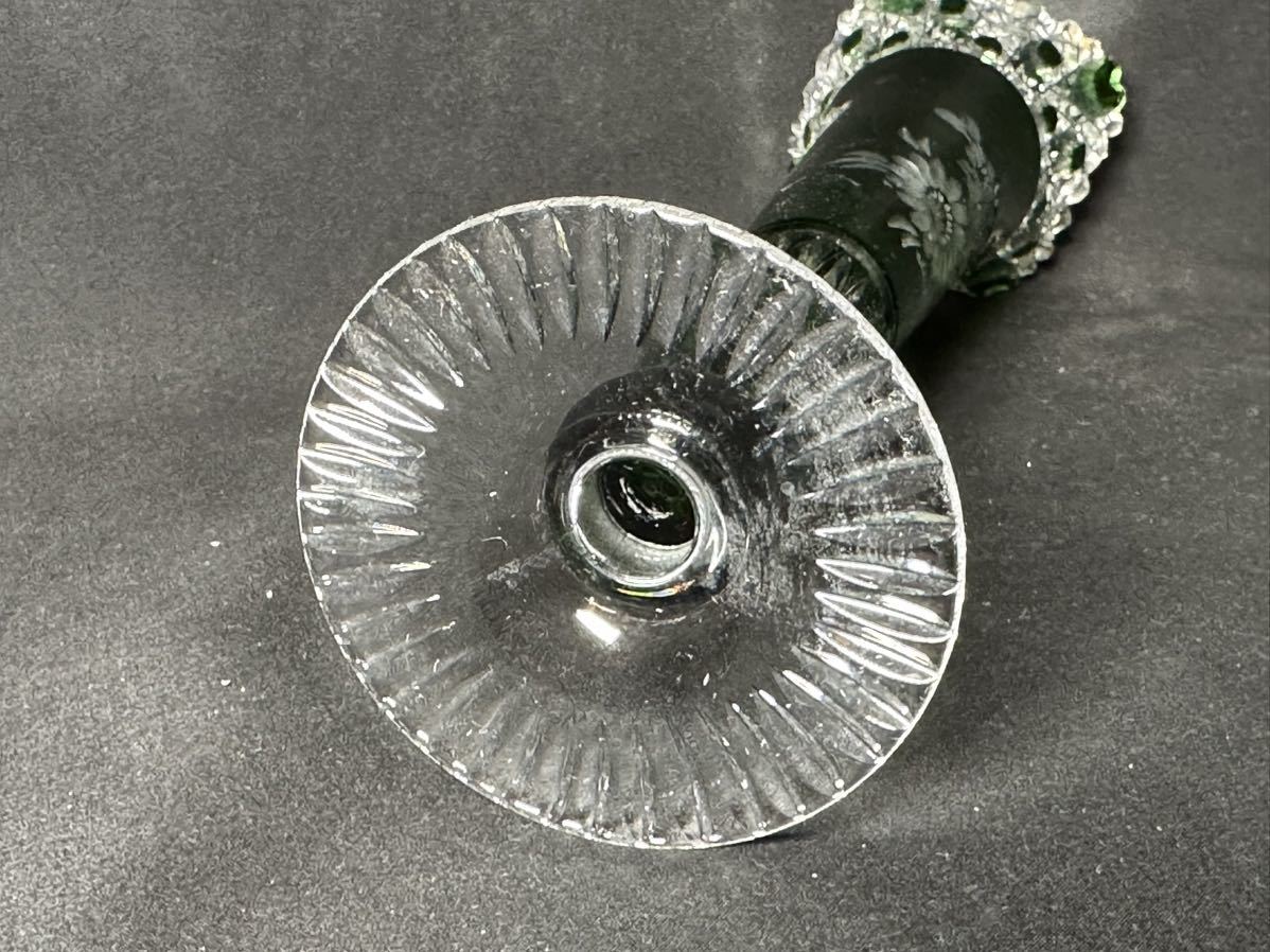 マイセンクリスタル Meissen Crystal 色被せ 一輪挿し グリーン 高さ