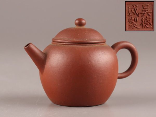 正規 店 東京 中国古玩 唐物 煎茶道具 朱泥 紫泥 呉徳盛製 款 紫砂壷
