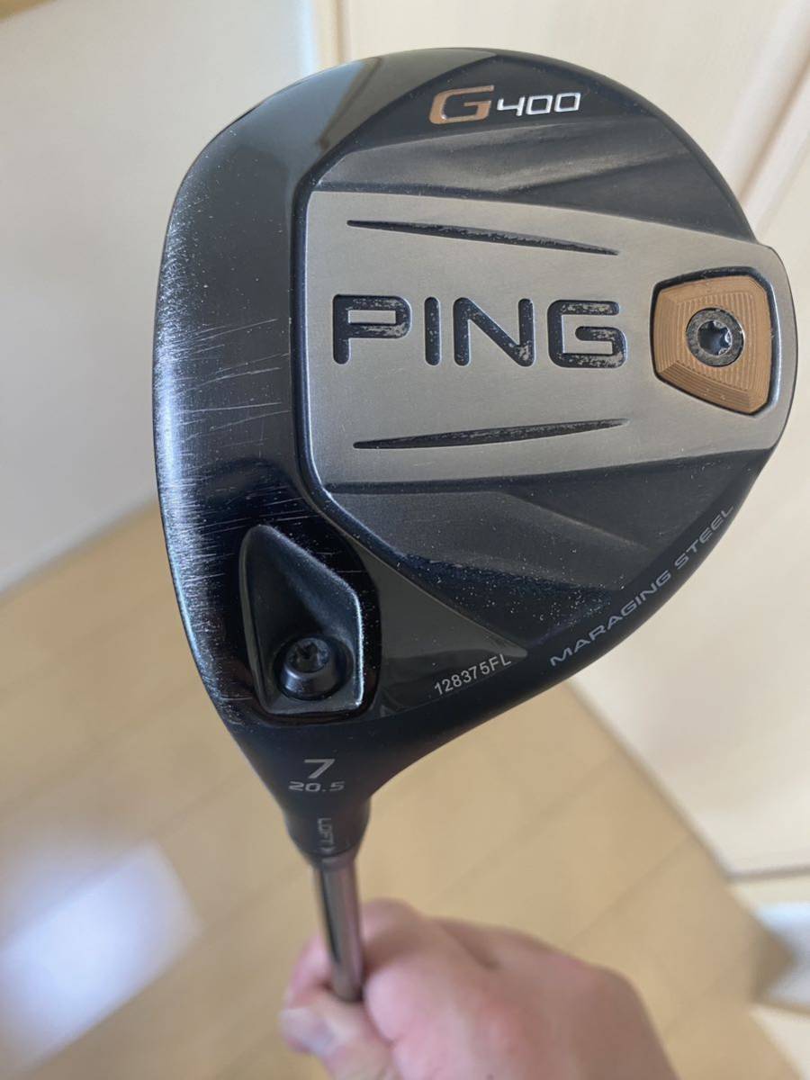 レフティ 左利き用 PING ピン G400 7W 20.5 フェアウェイウッド シャフト純正 PING TOUR 173-65 S ヘッドカバー付 希少 レア 中古