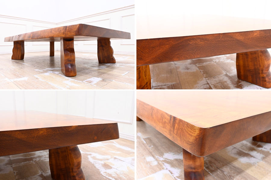 天然木栃変杢座卓 天然木栃変杢座卓